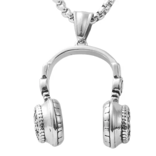 NTM1808 Headphone Pendant Necklace Stainless Steel Music Lover's Charm