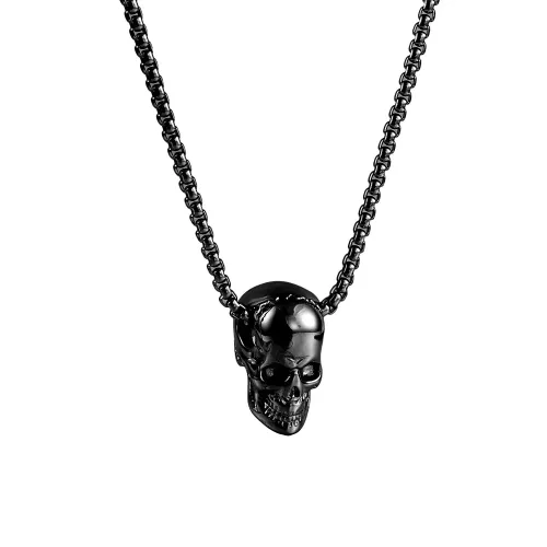 NTM1473 Multicolor Skull Pendant Punk Necklace with Stainless Steel Skull Charm
