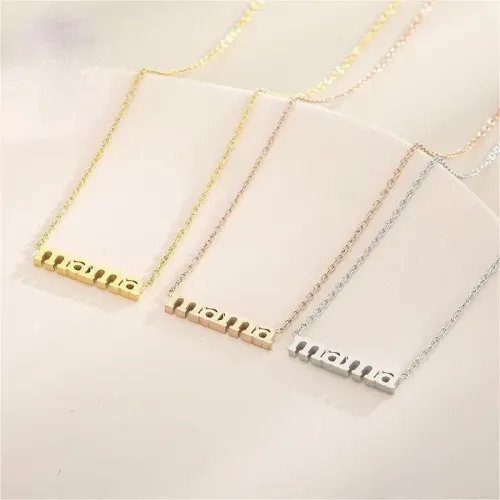 NTM2446 Plated 'Mama' Letter Pendant Necklace 18 Stainless Steel Mother's Day Gift