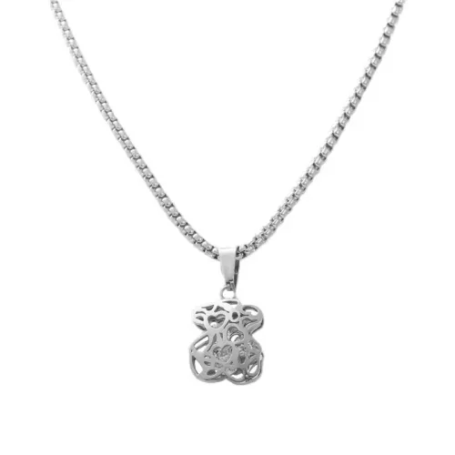NTM1761 Bear Pendant Necklace Stainless Steel Animal Charm Jewelry