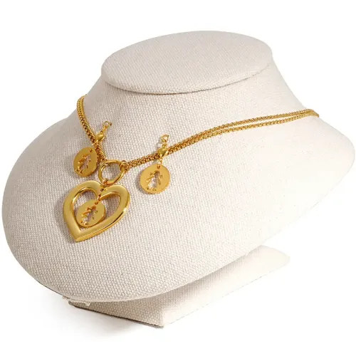 NTM2993 Stainless Steel Hollow Heart Shaped Little Girl Necklace Earring Set