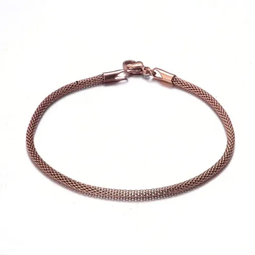 NTM3240 Rose Gold Stainless Steel Mesh Bracelet for Women Versatile Jewelry as Necklace