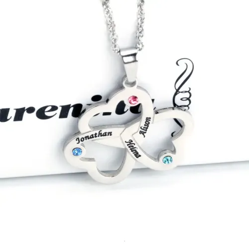 NTM2314 Stainless Steel Heart Pendant Colorful Love Necklace for Her