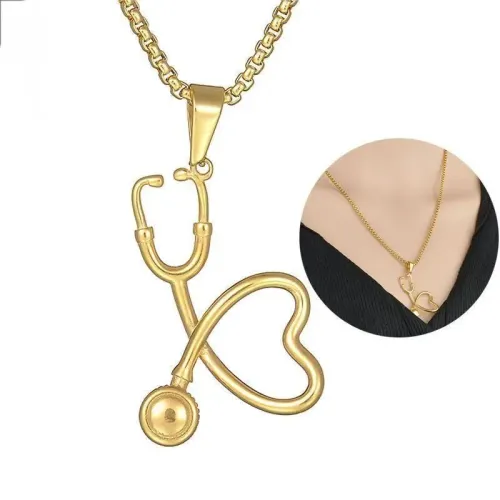 NTM3448 Stethoscope Necklace for Women Cast Craft Clavicle Chain Jewelry
