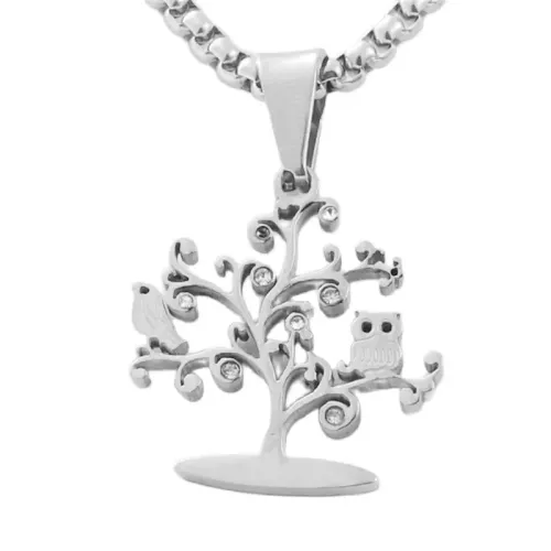 NTM1781 Multicolor Tree of Life Pendant Stainless Steel Nature Necklace
