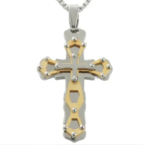 NTM1745 Stainless Steel Cross Pendant Necklace Timeless Christian Jewelry Accessory