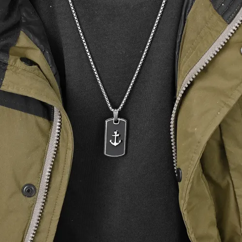 NTM1245 Men's Hip Hop Anchor Dog Tag Pendant Nautical Themed Hip Hop Necklace