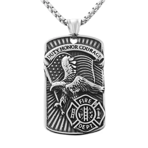 NTM1672 Eagle Tag Pendant Punk Stainless Steel Bird of Prey Necklace