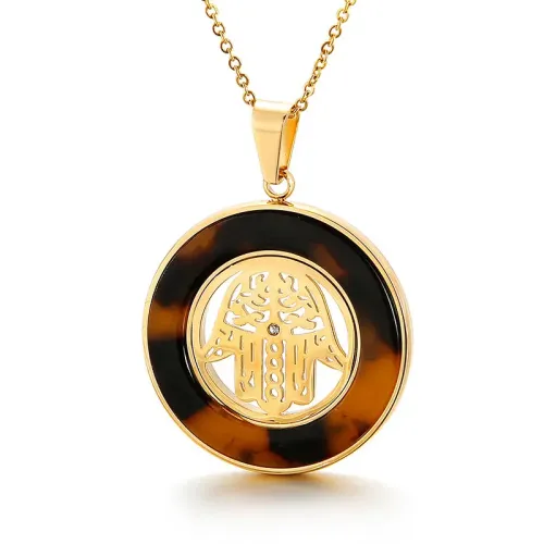 NTM2431 Sweet Hollow Circle Pendant Necklace Stainless Steel Fashion Jewelry for Women