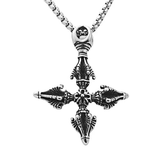 NTM1546 Vajra Pendant Punk Necklace Stainless Steel Dorje Charm Amulet