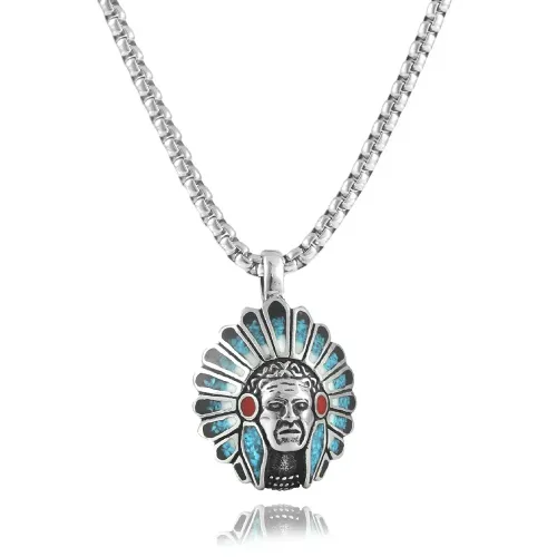NTM1484 Portrait Pendant Colorful Punk Necklace for Women with Stainless Steel Figurative Charm