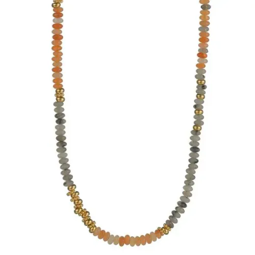 NTM3326 18K Gold Plated Stainless Steel Necklace with Colored Natural Stone Beads for Women Premium Selection