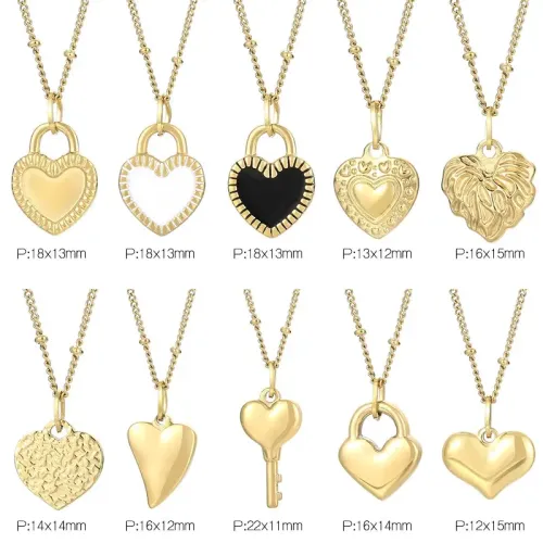 NTM2640 Mini Peach Heart Clavicle Necklace in Stainless Steel Women's Love Pendant