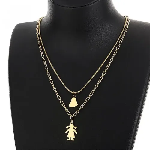 NTM2854 Elegant Stainless Steel Heart Necklace for Women Chic Love Pendant