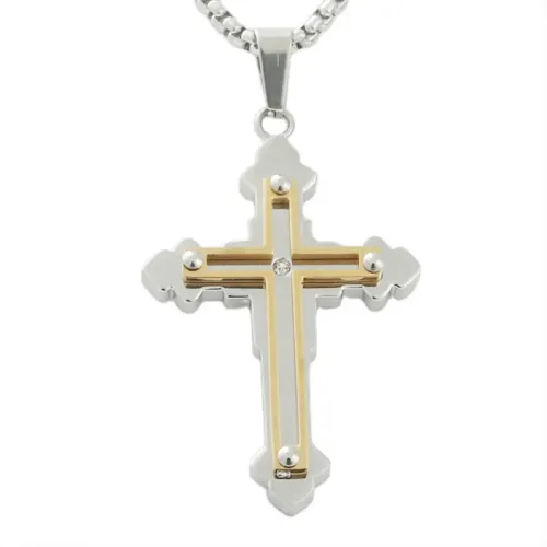 NTM1740 Cross Pendant Necklace Stainless Steel Crucifix Jewelry