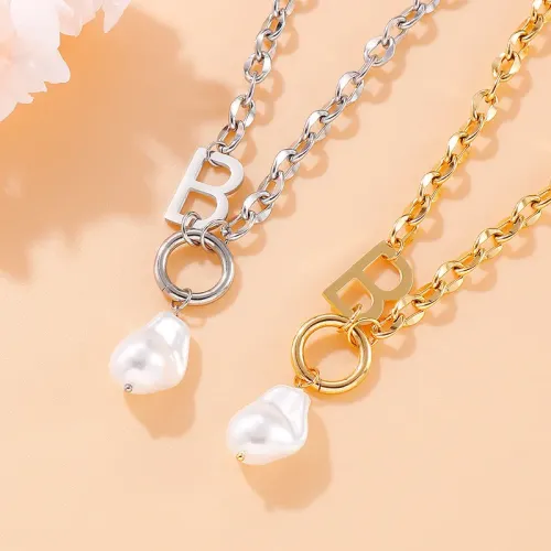 NTM2864 Letter B Pendant O Chain Necklace Women Fashion Accessory