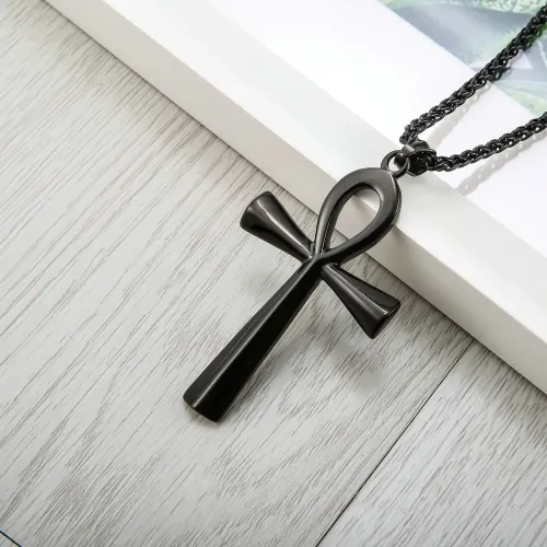 NTM2343 Men's Black Stainless Steel Necklace with Life Symbol Pendant Masculine Jewelry