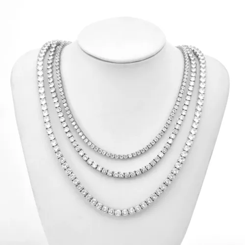 NTM3135 Handcrafted Stainless Steel Tennis Chain Necklace Zirconia Bracelet for Women