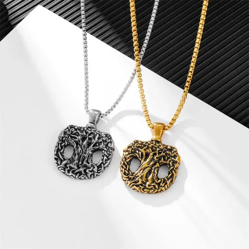 NTM2359 Nordic Viking Life Tree Pendant Men's Stainless Steel Hollow Cast Necklace