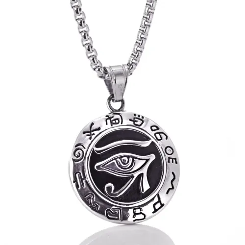 NTM2292 Eye of God Pendant Stainless Steel Eye Medallion Necklace for Men