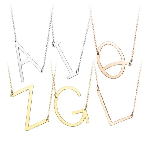 NTM3992 Alphabet Letter Pendant Necklaces for Couples A Z Initials Gift Jewelry
