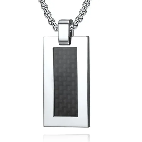 NTM1224 Pure Titanium Carbon Fiber Dog Tag Pendant Men's Stainless Steel Necklace Jewelry
