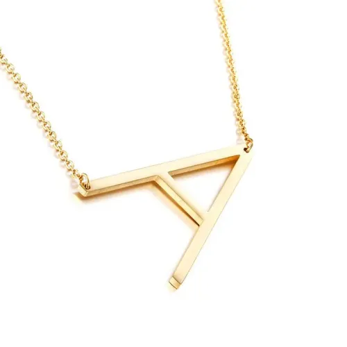 NTM2611 Gold Stainless Steel Alphabet Choker Necklace for Women Elegant Letter Jewelry