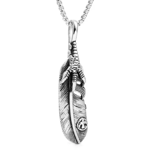 NTM2087 Eagle Claw Feather Pendant Men's Stainless Steel Necklace