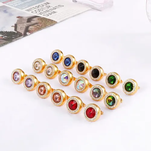 NTM3048 Gold Crystal Glass Pendant Diamond Studded Earrings Set for Women Jewelry Kit