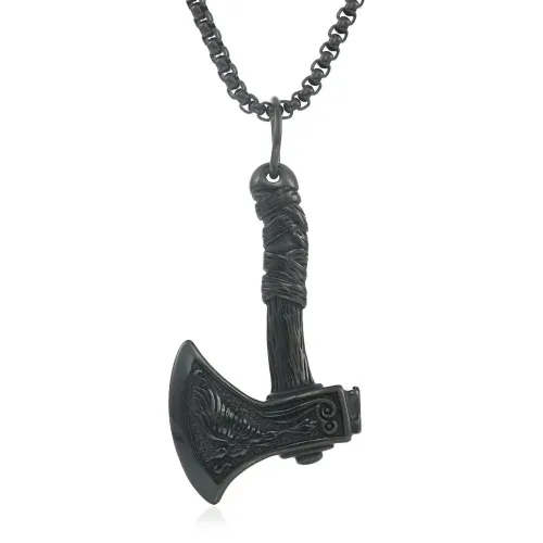 NTM1410 Axe Pendant Phoenix Necklace Punk Stainless Steel Animal Charm