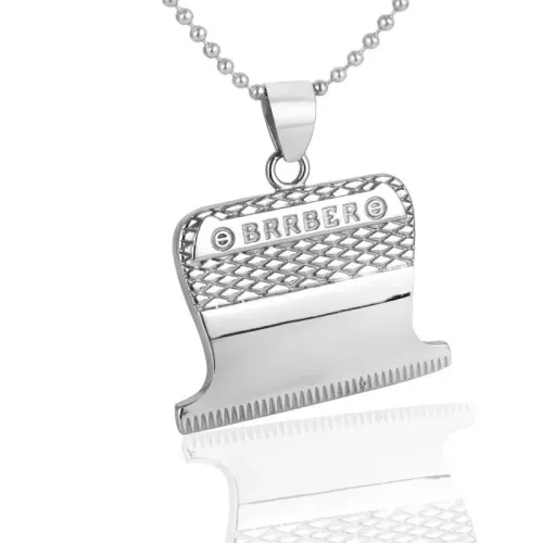 NTM2113 Vintage Barber Pole Pendant Necklace Hip Hop Stainless Steel Hairdresser Chain