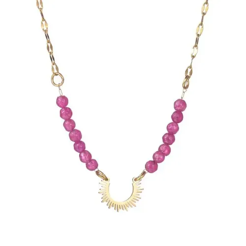 NTM3631 18K Gold Sunflower Bead Necklace for Women Stainless Steel Clavicle Chain