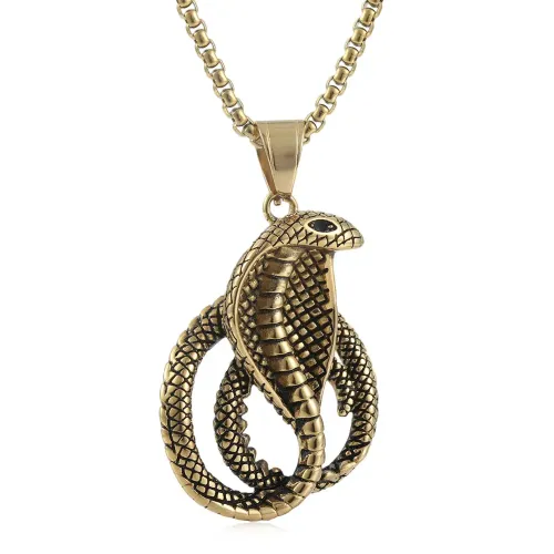 NTM1450 Cobra Pendant Punk Necklace Stainless Steel Snake Charm