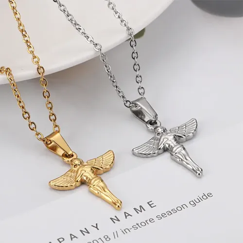 NTM2545 Angel Pendant Stainless Steel Women's Necklace Street Vendor Chic Jewelry