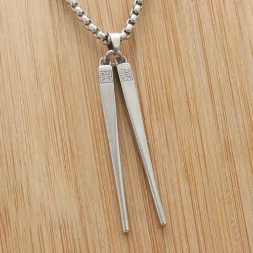 NTM1901 Chopstick Pendant Punk Stainless Steel Chopstick Necklace