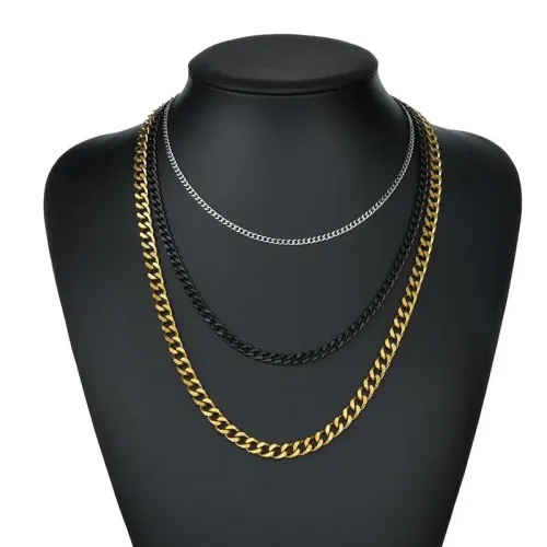 NTM3979 Unisex Stainless Steel Cuban Link Chain with Dragon Clasp Hip Hop Necklace