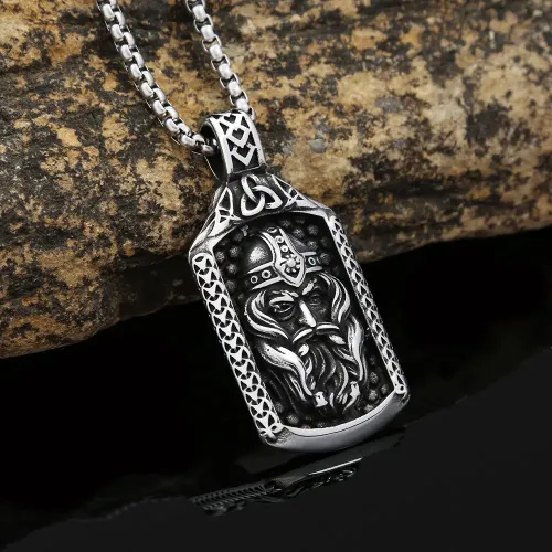 NTM945 Irish Viking Warrior Pendant Long Stainless Steel Men's Necklace Charm