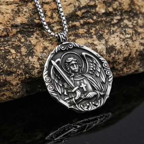 NTM1006 Men's Pendant Angel Wings Stainless Steel Necklace Jewelry