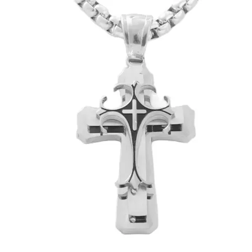 NTM1767 Cross Pendant Necklace Stainless Steel Crucifix Charm