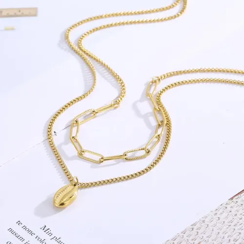 NTM2745 Layered Necklace for Women Stainless Steel Sweater Chain for Street Style