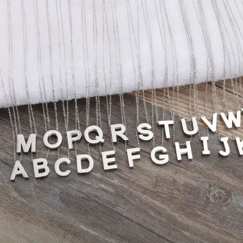 NTM2474 Stainless Steel Pendant 26 Capital English Letters Women's Necklace