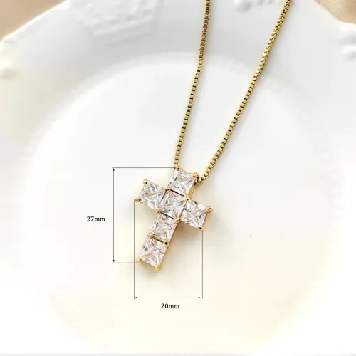NTM3134 Stainless Steel Cross Pendant Necklace Hip Hop Style Halite Stone Accessory