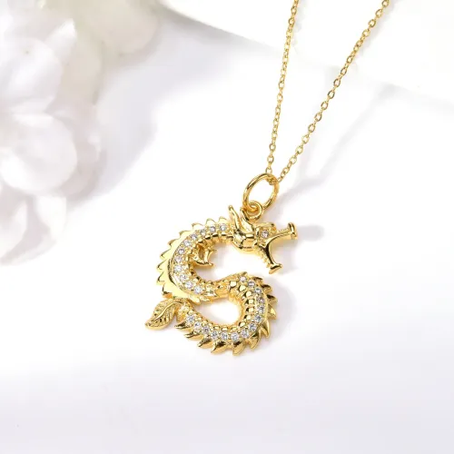 NTM3222 Lucky Chinese Dragon Pendant Necklace Earrings Set Stainless Steel Year of the Dragon Jewelry