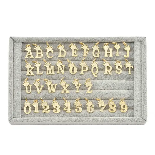 NTM3216 Elegant Diamond Studded Letter Pendant Necklace Stainless Steel Jewelry