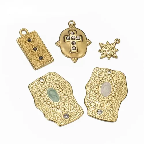 NTM3931 Irregular Cubic Zirconia Pendant Necklace Stainless Steel Sweater Chain Accessory