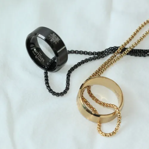 NTM1297 The Witcher 3 Wolf Head Pendant Men's Stainless Steel Pearl Chain Necklace