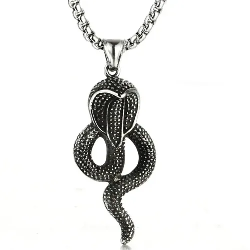 NTM2194 Cobra Pendant Necklace for Women Stainless Steel Zodiac Snake Charm
