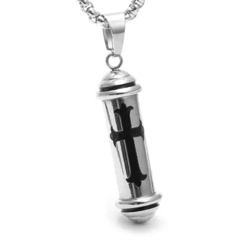 NTM2054 Cross Bottle Pendant Hollow Stainless Steel Crucifix Necklace Gift