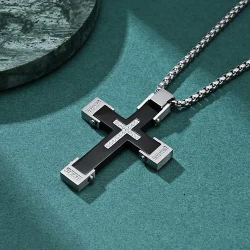 NTM1225 Men's Titanium Carbon Fiber Tag Pendant Stainless Steel Fashion Necklace Accessory