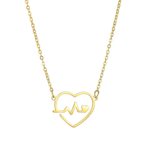 NTM1291 Heartbeat ECG Love Pendant Women's Stainless Steel Necklace Jewelry